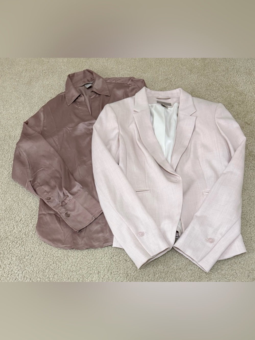 H&M Light Pink Blazer Dusty Mauve Long Sleeve Dressy Blouse Small Bundle